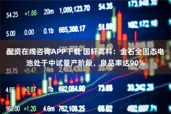 配资在线咨询APP下载 国轩高科：金石全固态电池处于中试量产阶段，良品率达90%
